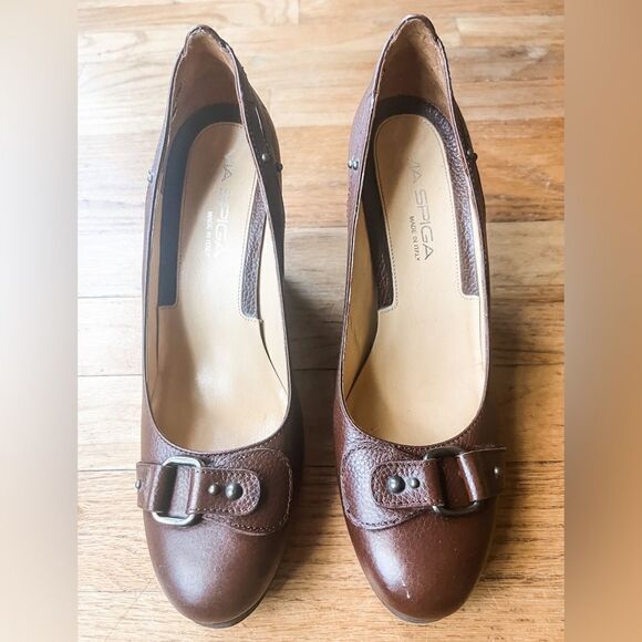 Vía Spiga Brown Leather Wedge Heels size 7.5 - Picture 4 of 6
